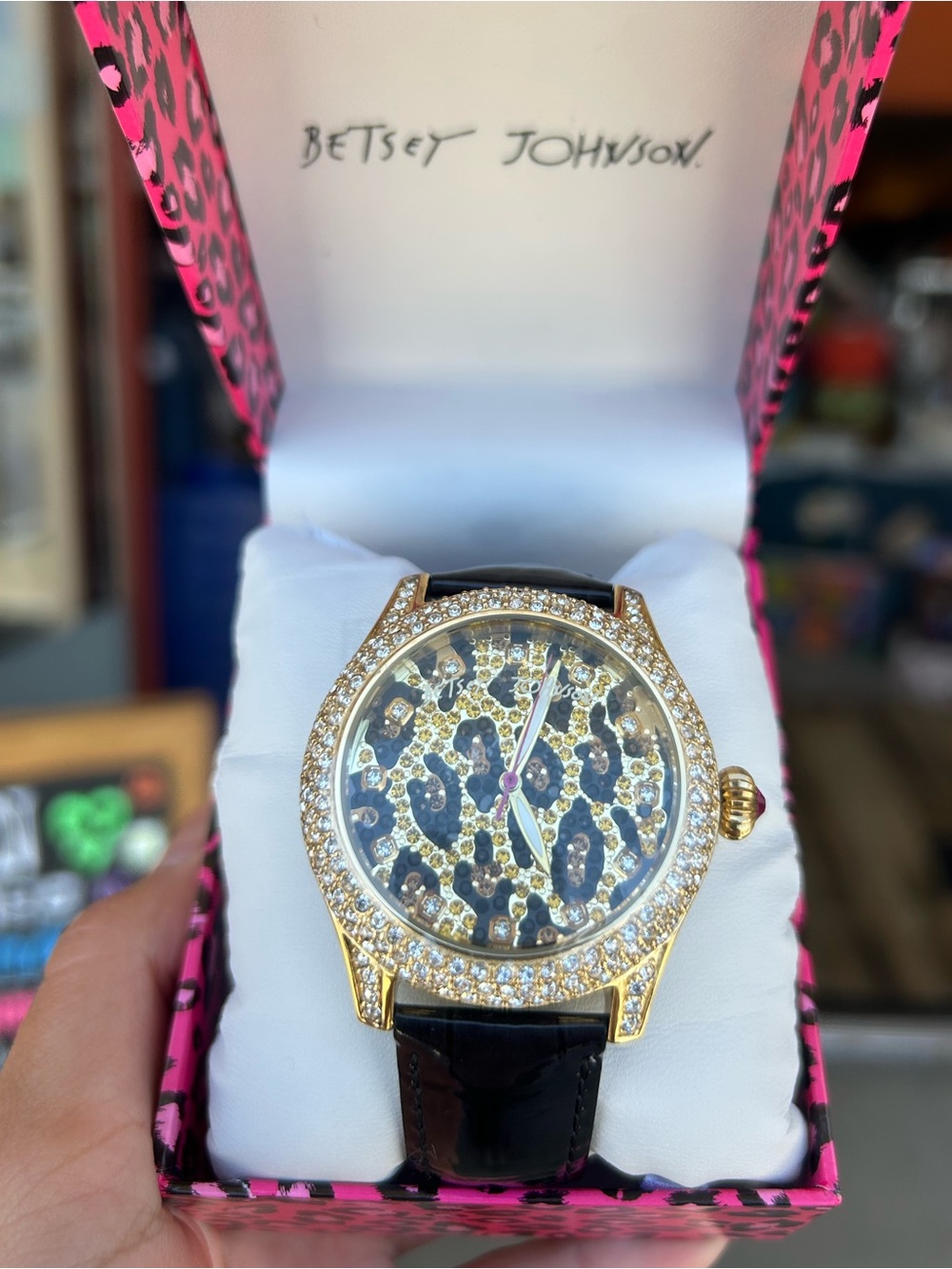 Betsey Johnson Leopard Rhinestone Watch - Picture 2 of 12